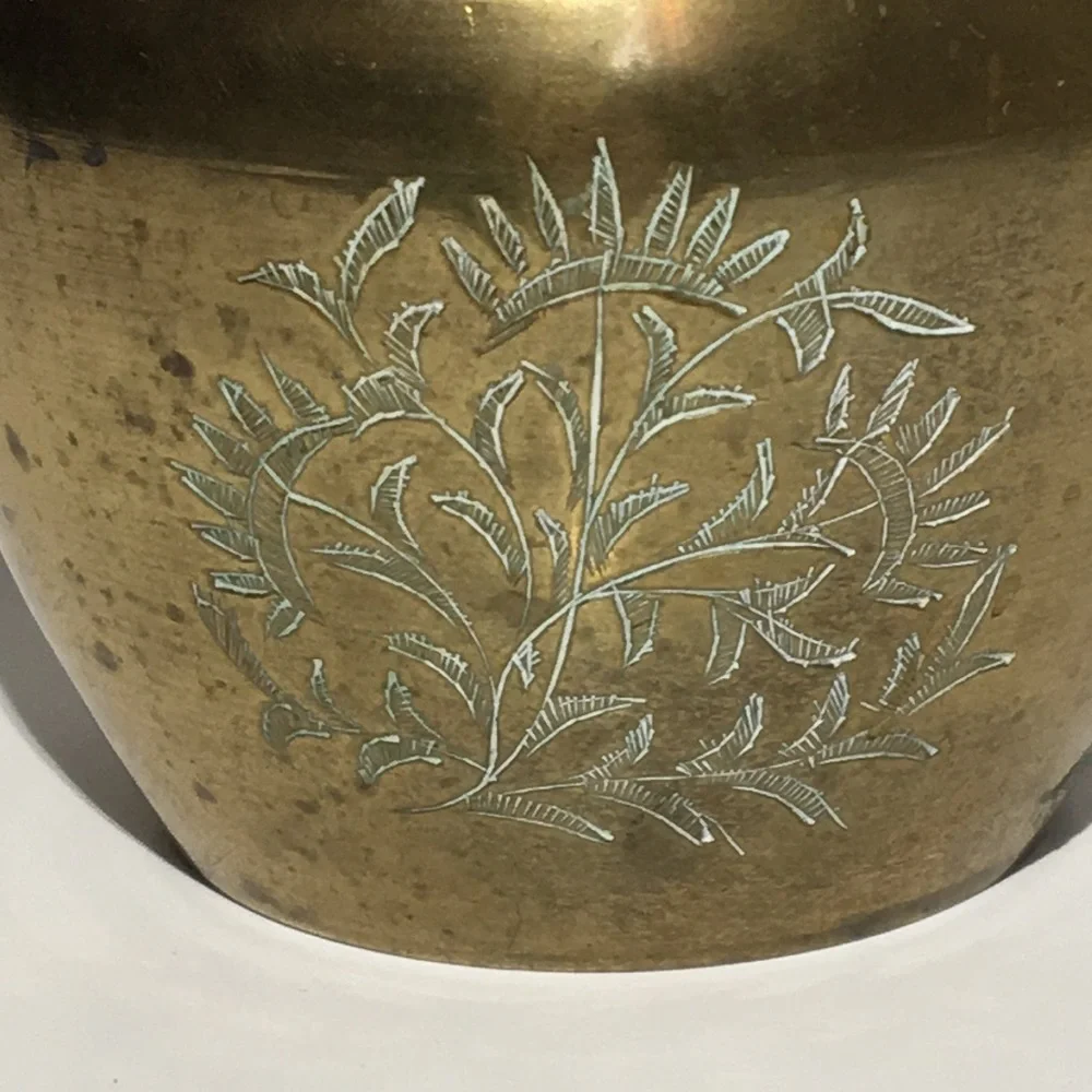 Small Carved Brass Vase